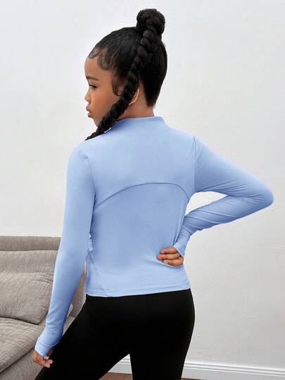 SHEIN معطف رياضي خفيف الوزن مع سحاب للفتيات المراهقات، جاكيت رياضية ضيقة للجري والجيم والرياضات الشتوية والخريفية