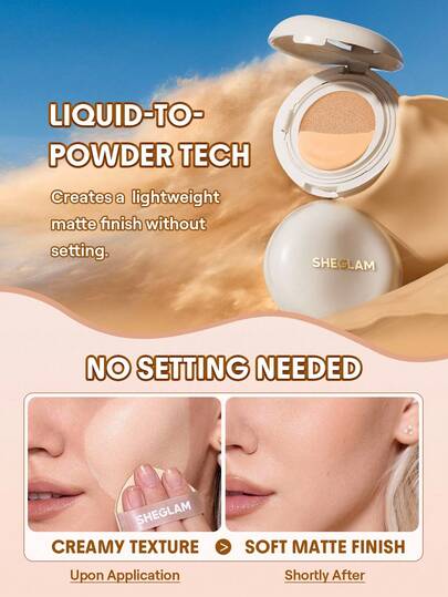 SHEGLAM Lock & Go Long-Lasting كوشن فونديشن-Nude علامة تجارية جمال مكياج ميكب مستحضرات تجميل للنساء الفتيات مثالي لفصل الشتاء الربيع مثالي ل- Y2K أزياء أنيقة رمضان هدية حفلة جاهز أفضل لون