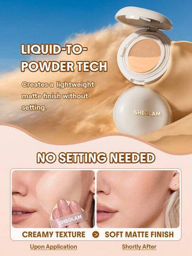 SHEGLAM Lock & Go Long-Lasting كوشن فونديشن-Nude علامة تجارية جمال مكياج ميكب مستحضرات تجميل للنساء الفتيات مثالي لفصل الشتاء الربيع مثالي ل- Y2K أزياء أنيقة رمضان هدية حفلة جاهز أفضل لون