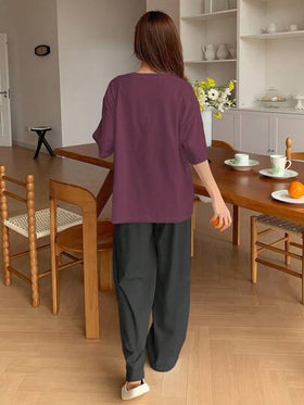 DAZY مجموعة بيجامة للنساء تتكون من ملابس علوية كاجوال فضفاضة بطبعة نجوم وبنطلون، قطعتان رمضان