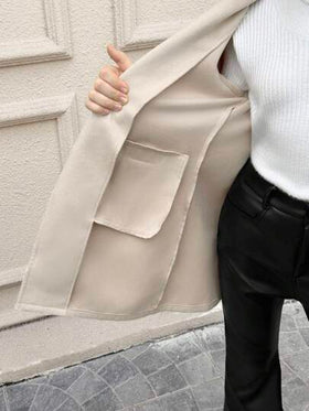 SHEIN Serisse Kids معطف متوسط الطول مع جيب وياقة كلاسيكية مناسب للبنات المراهقات، مناسب للأسبوع، الخروجات العادية، العودة إلى المدرسة، الخريف/الشتاء، معطف بنات، معطف بنات، معطف مراهقات، معطف بنات شتوي