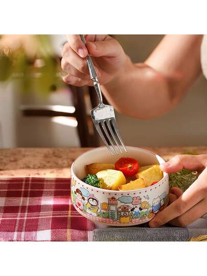 طقم أدوات المائدة السيراميكية على شكل فتاة كرتونية، مناسب لوعاء السلطة الفاكهة، وعاء الأرز، وعاء الشوفان، وعاء الحلوى، وعاء الزبادي، وعاء المعكرونة، وطبق الحساء العميق، قابل للاستخدام في المنزل والمطبخ والحفلات والمطاعم
