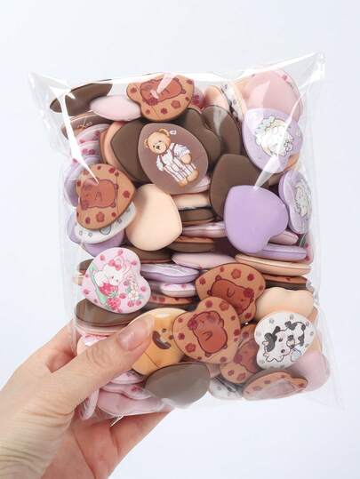 5-10-20-50-100 قطعة إسفنجة ماكياج مطبوعة عشوائيًا، إسفنجة لكريم BB والأساس والكونسيلر، مناسبة لتغطية العيوب والبقع والتحديد الدقيق حول العيون والأنف والفم. خالية من اللاتكس، تتمدد مع الماء، استخدام مزدوج للرطب والجاف لجميع أنواع البشرة، رخيصة، هدايا جو...
