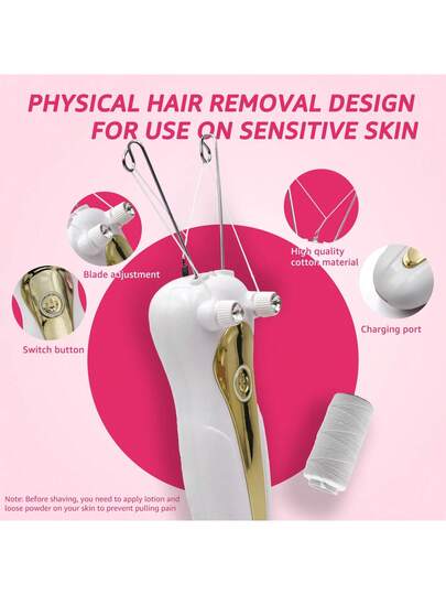 جهاز إزالة الشعر الكهربائي القابل للشحن عبر USB - ماكينة حلاقة الوجه بدون ألم للذقن والشفاه والذراع والساق، بطارية ليثيوم 500 مللي أمبير، ناعم وسلس، هدية عيد مثالية