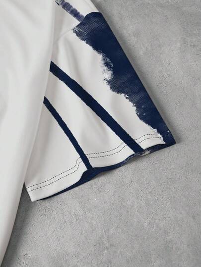 INAWLY قميص تي شيرت كاجوال بياقة دائرية وأكمام قصيرة مطبوع عليه حرف