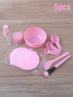 11 قطعة مجموعة أدوات صنع قناع الوجه DIY، طقم صنع قناع الوجه الوردي مع وعاء الخلط والفرش وزجاجة الرذاذ والمعالق والملاعق القياس وسادات التنظيف لعناية البشرة في منزل السبا