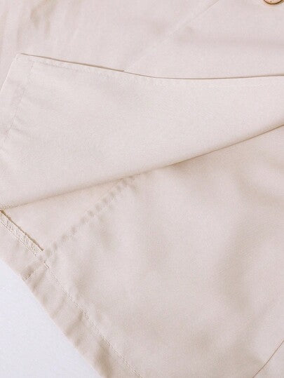 SHEIN طقم جاكيت قصيرة مزرّرة وفستان مطوي أنيق وعصري لفتيات المراهقات، مناسب للربيع والخريف