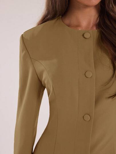 SHEIN BAE بدلة نسائية أنيقة للأعمال، طقم من البليزر والبنطلون قطعتين