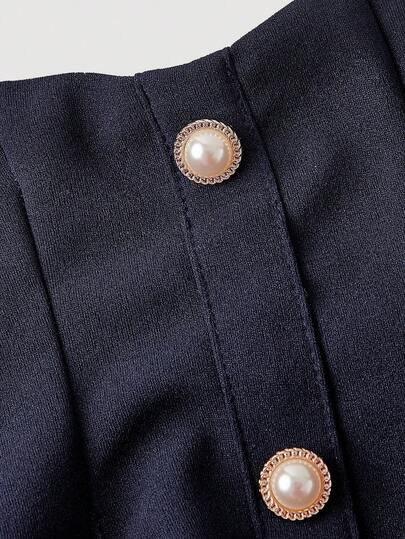 SHEIN MOD تنورة نسائية ذات خصر عالي بقصة مُنفرجة على الطراز القديم، بتزيين أزرار مزيفة من اللؤلؤ، مناسبة للمدرسة والمواعيد والحفلات والعطلات وحفلات الشاي وأعياد الميلاد