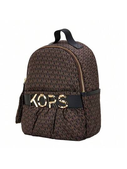 حقيبة ظهر Leonie النسائية من Michael Kors باللون البني الداكن/الأسود 30R3G3LB2B بني/أسود