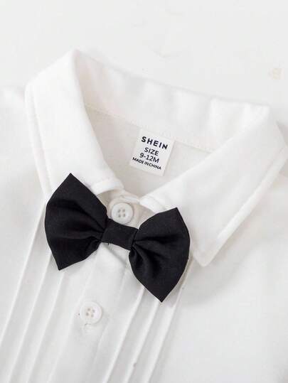 SHEIN مجموعة جاكيت ذات أكمام طويلة وجيب على الصدر وبنطلون ذيل لطفل صبي، بدلة رسمية أنيقة مناسبة لحفلات عيد الميلاد والزفاف والكريسماس وعيد الشكر وهالوين والمناسبات الرسمية، خريف/شتاء