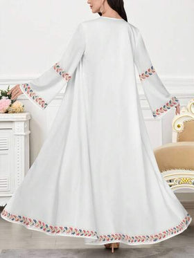 SHEIN Najma عباءة أنثوية طويلة الأكمام بطبعات زهرية كاجوال، مناسبة للربيع والخريف