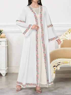 SHEIN Najma عباءة أنثوية طويلة الأكمام بطبعات زهرية كاجوال، مناسبة للربيع والخريف