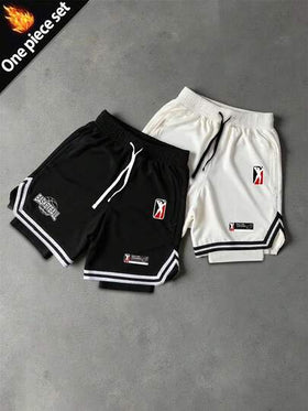 Sport MetroGents شورتات رياضية للرجال بخصر رباط مطبوع بالخطوط والحروف