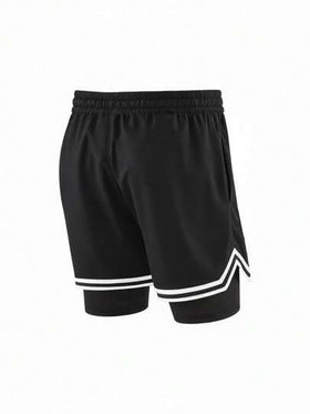 Sport MetroGents شورتات رياضية للرجال بخصر رباط مطبوع بالخطوط والحروف