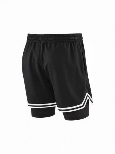 Sport MetroGents شورتات رياضية للرجال بخصر رباط مطبوع بالخطوط والحروف
