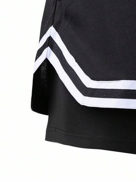 Sport MetroGents شورتات رياضية للرجال بخصر رباط مطبوع بالخطوط والحروف