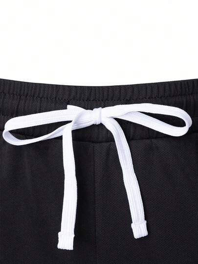 Sport MetroGents شورتات رياضية للرجال بخصر رباط مطبوع بالخطوط والحروف