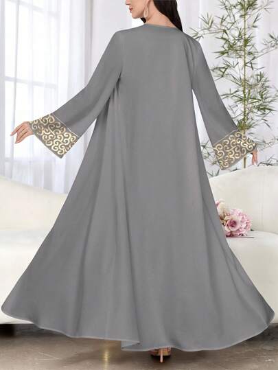 SHEIN Najma عباءة أنثوية طويلة الأكمام بطبعات زهرية، كاجوال، للربيع والخريف