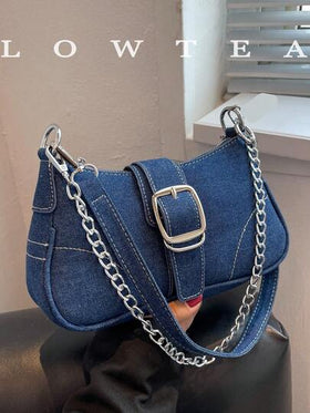 low tea حقيبة كتف بسلسلة وتفاصيل دبوس زخرفي للخياطة، حقيبة هوبو ذات دبوس زخرفي للسيدات، حقيبة يد عصرية عالية الموضة للتسوق والمواعدة والهدايا، مناسبة للفتيات المراهقات، طالبات الكليات، العمل، والتنقل