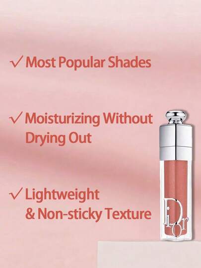 Dior 2 مل / 0.07 أونصة حجم السفر من لمعان الشفاه الجذاب رقم 038 - وردي عاري، أكثر الظلال شعبية، لمعان الشفاه المغذي الخفيف للمكياج اللامع، مثالي للسفر والاستخدام اليومي للنساء