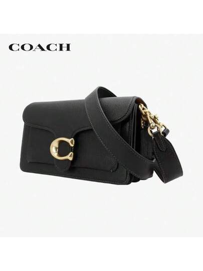 حقيبة كتف/حقيبة متقاطعة من الجلد المصقول المتوسطة الحجم COACH Tabby 26، باللون الأسود