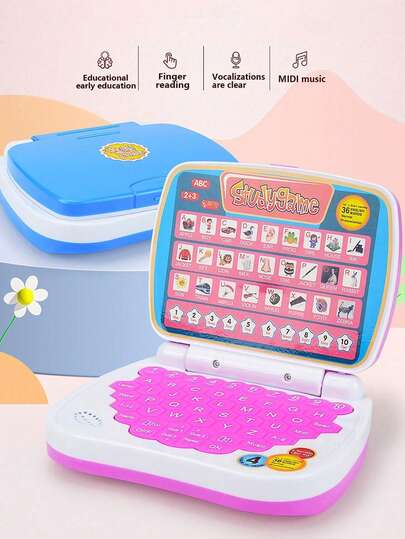 MINKOJA Kids English Learning Laptop Toy For Boys And Girls With Interactive Keyboard Realistic Computer Model Early Education Typing Practice Birthday Christmas Gift Ideas