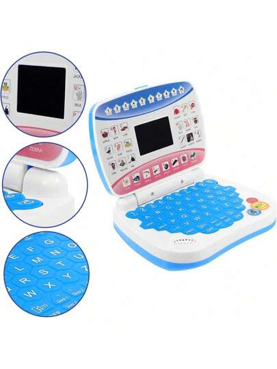 MINKOJA Kids English Learning Laptop Toy For Boys And Girls With Interactive Keyboard Realistic Computer Model Early Education Typing Practice Birthday Christmas Gift Ideas