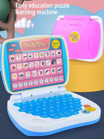 MINKOJA Kids English Learning Laptop Toy For Boys And Girls With Interactive Keyboard Realistic Computer Model Early Education Typing Practice Birthday Christmas Gift Ideas