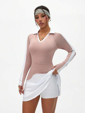 Sovereign Charm فستان رياضي طويل الأكمام بألوان متباينة للنساء