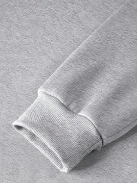 Chillumni بدلة رياضية رمادية كلاسيكية مطبوعة برسم الحصان، هوديي وبنطلون رياضي مبطن بالحرارة، ملابس مريحة للخريف والشتاء