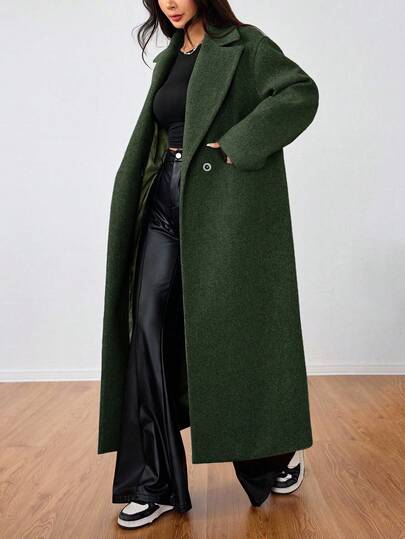 SHEIN Unity معطف طويل كاجوال بياقة