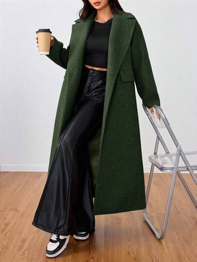 SHEIN Unity معطف طويل كاجوال بياقة