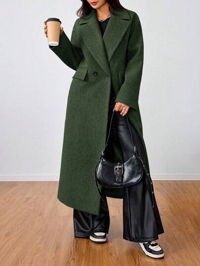 SHEIN Unity معطف طويل كاجوال بياقة