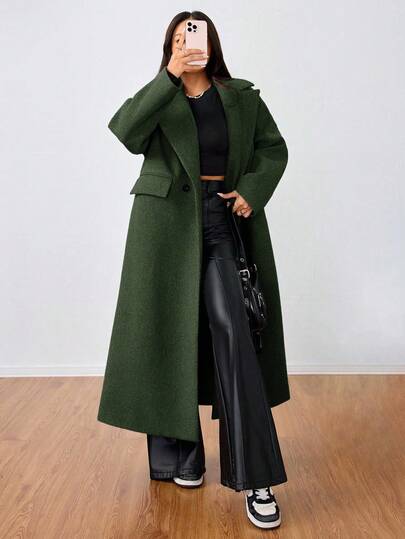 SHEIN Unity معطف طويل كاجوال بياقة