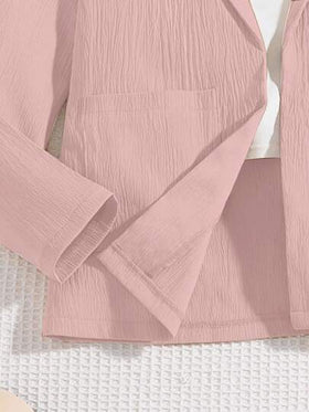 SHEIN مجموعة بنطلون خاكي وجاكيت كم طويل للبنات، ملابس يومية متعددة الاستخدامات، للربيع/الخريف