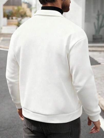 Manfinity CasualCool معطف كاجوال أزرار أمامية للرجال، لون أحادي، خريفي