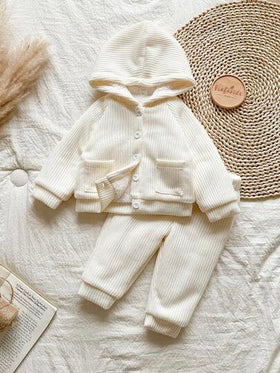 Vintaside Kids طقم جاكيت طفل ولد 2 قطعة، قماش فرو اصطناعي، بطانة حرارية، ناعم ومريح، مناسب للربيع والخريف والشتاء، كاجوال، أنيق، طراز ريفي