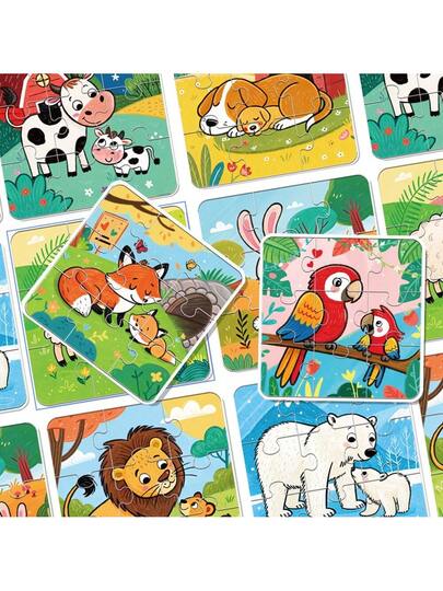 beartale 36 قطعة مجموعة ألغاز DIY، تتميز بتصاميم ملونة للحيوانات والديناصورات والمركبات، مناسبة لأطفال ما قبل المدرسة، تساعد على تطوير المهارات الحركية والتنسيق. هذه لعبة الألغاز تجمع بين مبادئ مونتيسوري، مزجًا بين التعليم والترفيه، مما يجعلها خيارًا مثال