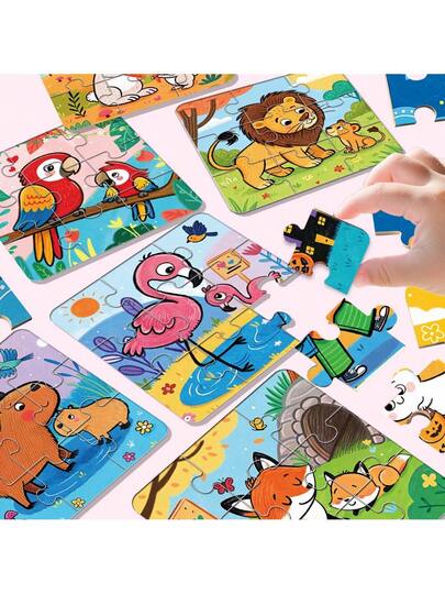 beartale 36 قطعة مجموعة ألغاز DIY، تتميز بتصاميم ملونة للحيوانات والديناصورات والمركبات، مناسبة لأطفال ما قبل المدرسة، تساعد على تطوير المهارات الحركية والتنسيق. هذه لعبة الألغاز تجمع بين مبادئ مونتيسوري، مزجًا بين التعليم والترفيه، مما يجعلها خيارًا مثال