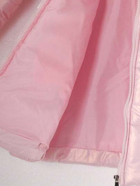 SHEIN معطف قطن متوسط الطول ذو تصميم بسيط، مبطن ومزود بقلنسوة، مشدود الخصر، موضة مبسطة للفتيات المراهقات، شتوي
