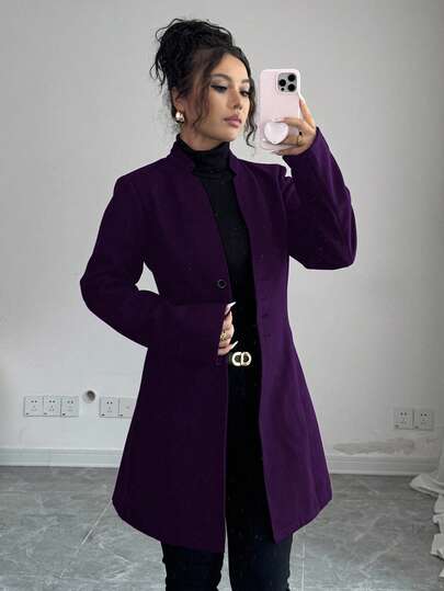 SHEIN Tall جاكيت نسائية كاجوال ذات ياقة عالية مناسبة للجسم