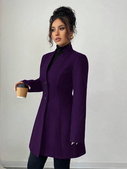 SHEIN Tall جاكيت نسائية كاجوال ذات ياقة عالية مناسبة للجسم