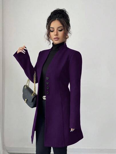 SHEIN Tall جاكيت نسائية كاجوال ذات ياقة عالية مناسبة للجسم