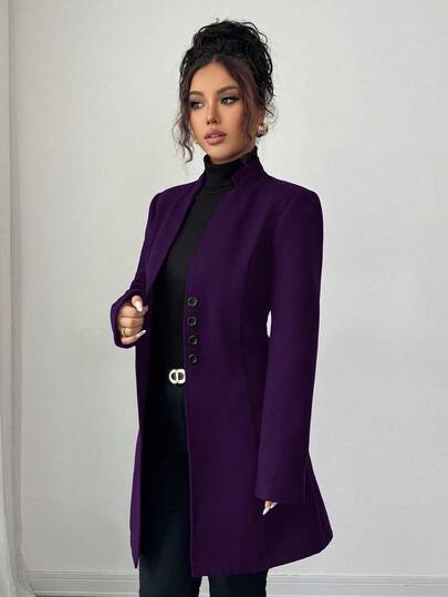 SHEIN Tall جاكيت نسائية كاجوال ذات ياقة عالية مناسبة للجسم