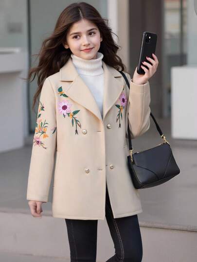 SHEIN جاكيت أنيقة للحفلات والأنشطة اليومية للبنات بياقة متوسطة الطول