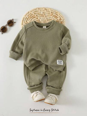 Cozy Pixies مجموعة من قطعتين تتكون من بلوزة كريو ذات أكمام طويلة ناعمة وبنطال جوجر بخصر مطاطي للأطفال الصغار، ملابس يومية مريحة وشاملة مناسبة للارتداء داخل المنزل والخارج، للاستخدام اليومي والرياضة والحفلات والمناسبات، مناسبة للخريف والشتاء