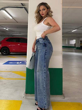 Jeta Ari جينز نساء ذو خصر منخفض وتصميم ساق مستقيمة