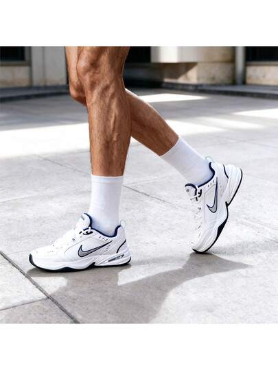 Nike أحذية رياضية كاجوال للرجال موديل AIR MONARCH IV، أحذية رياضية ذات وسادة هوائية، أحذية رياضية كلاسيكية ذات تصميم سميك، أحذية جري بوسادة هوائية كاملة الطول، أحذية تدريب لياقة بدنية-102