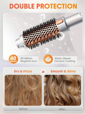 SHEGLAM HAIR فرشاة حرارية من It-Curl، فرشاة تجعيد الشعر 38 مم، فرشاة تكثيف ساخنة لتكثيف جذور الشعر وتجعيدات فضفاضة، فرشاة فرد أيونية، أسنان مشط مركبة مطورة حديثًا، وظيفة الأيونات السالبة، درجة حرارة بمستويين، العناية بالشعر دون إتلاف الشعر، فرشاة حرارية س
